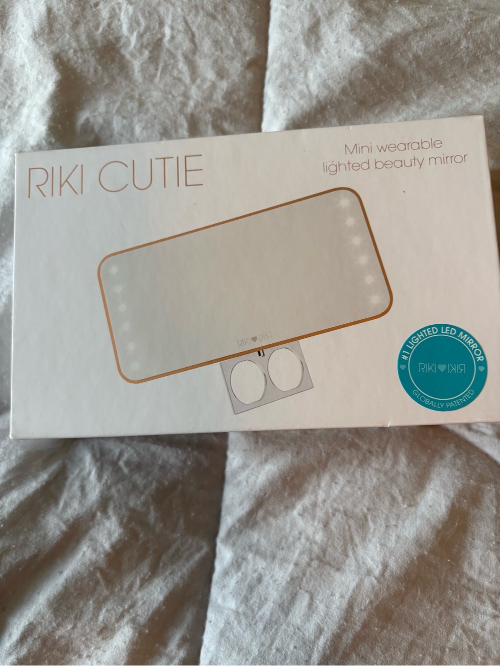 Mini Wearable Lighted Beauty Mirror - White/Gold